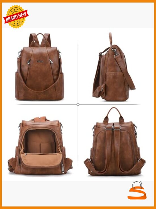 Medium Anti-Theft Vegan Leather Backpack Purse with Removable Strap